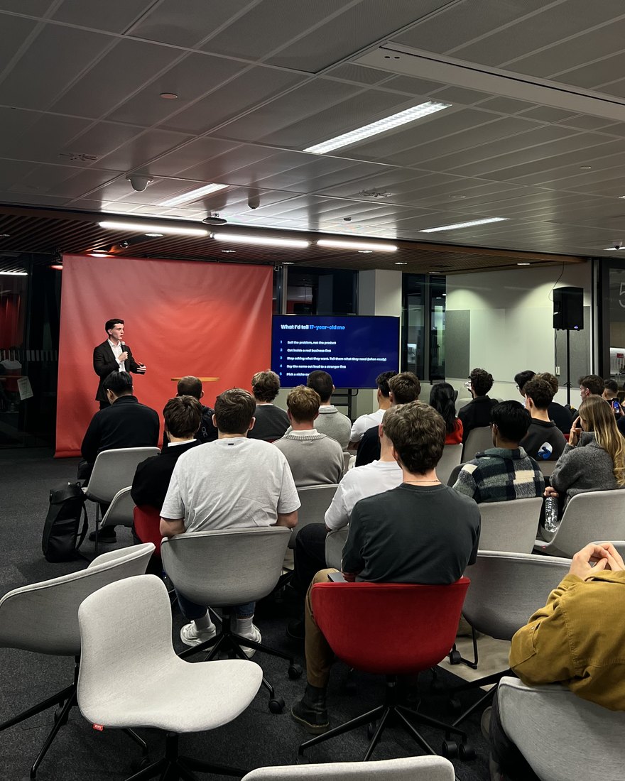 Will Montague-Brown speaking at Young Kiwis in AI, hosted at ZURU in Auckland